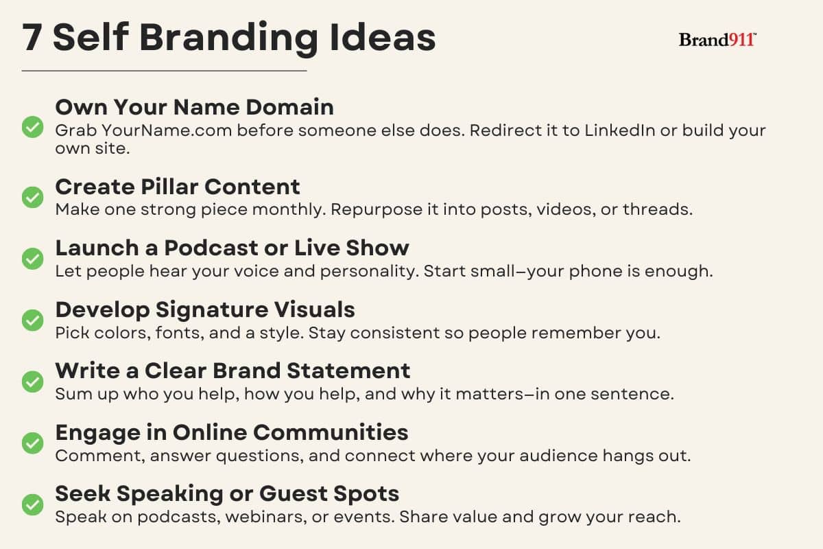 self branding ideas checklist