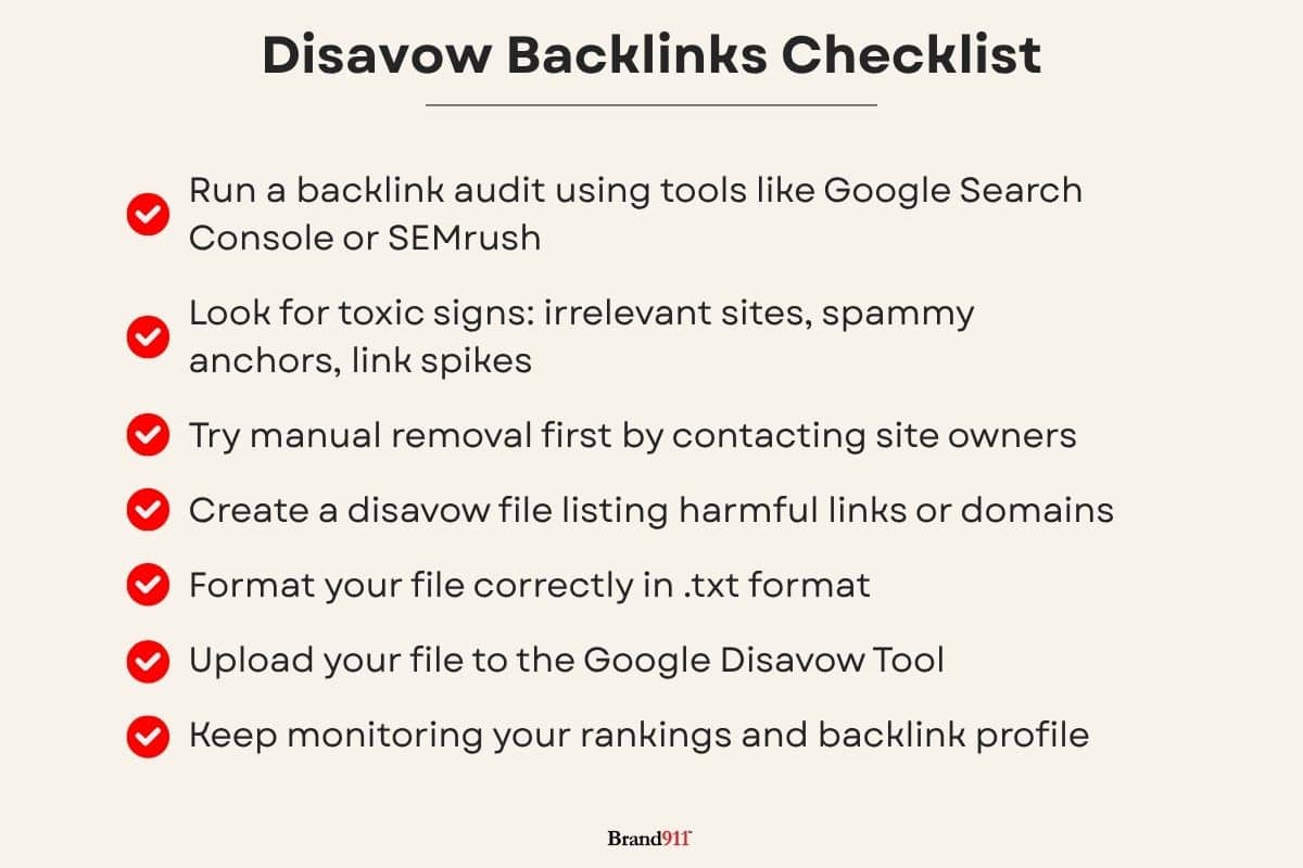disavow backlinks checklist