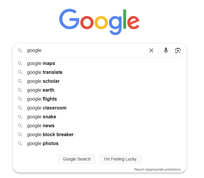 google autocomplete